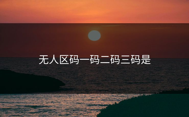 无人区码一码二码三码是