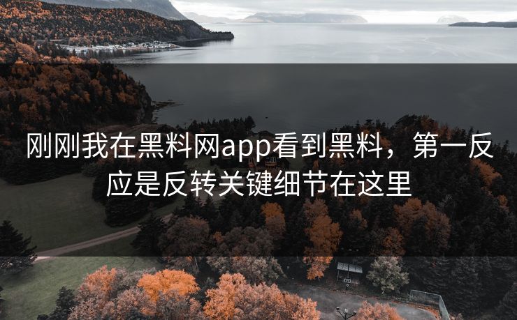 刚刚我在黑料网app看到黑料，第一反应是反转关键细节在这里